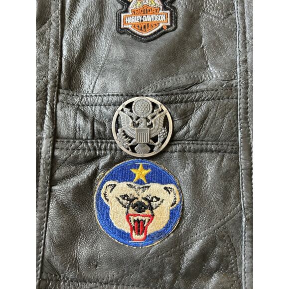 Men's Black Leather Motorcycle Biker Vest with LIVE to Ride Patch Size 46-48 - Picture 13 of 14